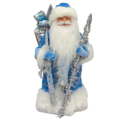 Новорічна сувенірна фігурка Дід Мороз у синій шубі, 40 см, пластик, текстиль (600113) 600113 фото