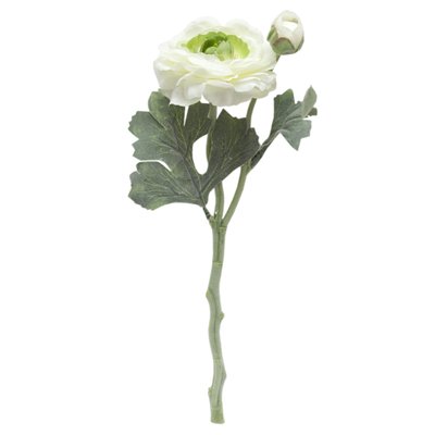 Штучна квітка Жовтець, тканина, пластик, 35 см, білий (630065) 630065 фото