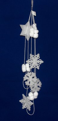 Новорічна прикраса - гірлянда з пластикових фігурок, 2 м, білий, пінопласт та бавовна (200138) 200138 фото