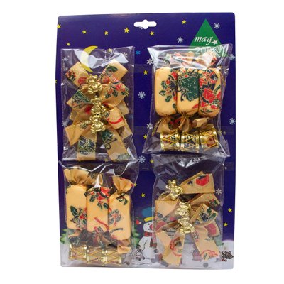 Набір ялинкових іграшок - новорічний, 12 шт, 26x38 см, золотистий, текстиль (470617) 470617 фото