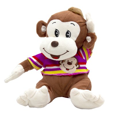 М'яка іграшка - мавпочка в рожевій футболці, 26 см, коричневий, поліестер (727001/1-1) 727001/1-1 фото
