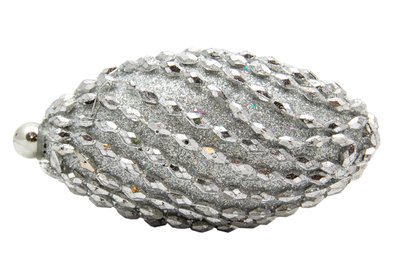 Ялинкова іграшка у формі оливи, 12 см, сріблястий, пінопласт, пластик (661473-9) 661473-9 фото