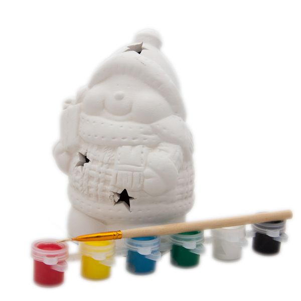 Набір для дитячої творчості - Сніговик Підсвічник, 10 см, кераміка (791620) 791620 фото