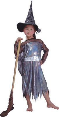 Дитячий карнавальний костюм відьми, 6 років - 115 см, чорний, сріблястий, органза (460526-2) 460526-2 фото