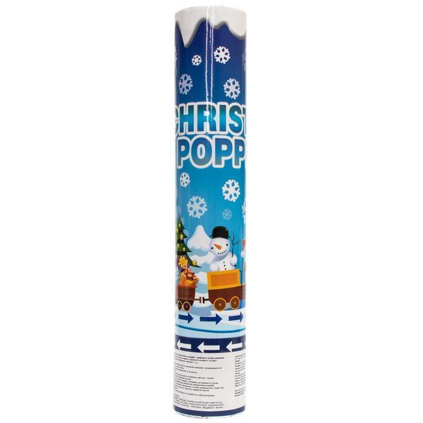 Хлопавка пневматична "CHRISTMAS POPPERS", 28,5 см, білі та сріблясті сніжинки з фольги (401055-1) 401055-1 фото