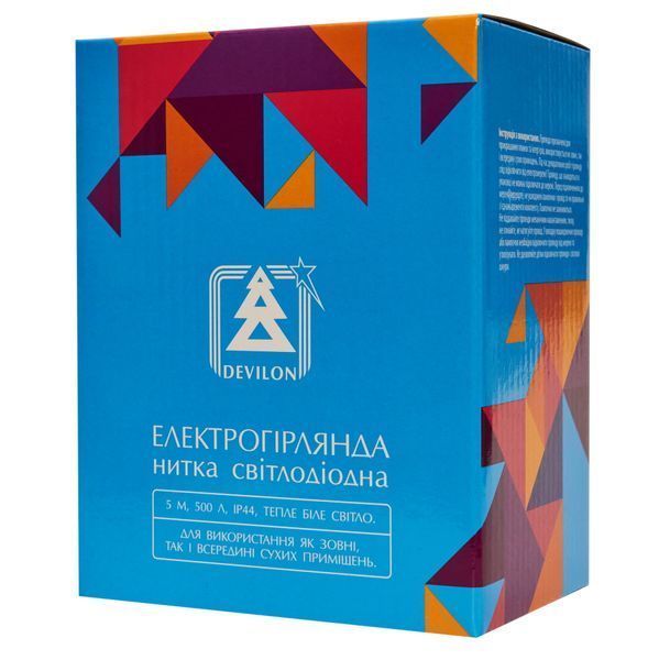Светодиодная гирлянда-нить, 5 м, 500 л, теплый белый, сеть, IP44 , тип роса (721152) 721152 фото