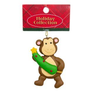 Новогодняя елочная игрушка - фигурка Обезьянка, 9 см, коричневый, пластик (001378-5) 001378-5 фото