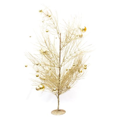 Декорація - дерево на підставці з кулями, 80 см, золотиста, метал, пластик (770069-2) 770069-2 фото