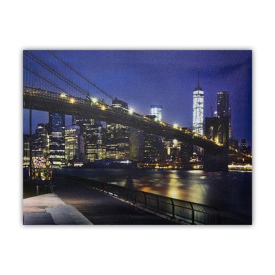 Картина, що світиться - нічне місто з мостом який світиться, 5 LЕD ламп, 30x40 см (940188) 940188 фото
