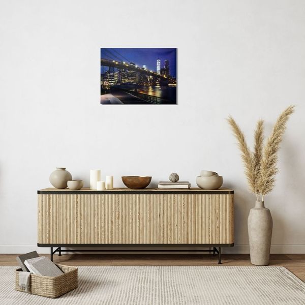 Светящаяся картина - ночной город с подсвечиваемым мостом, 5&nbsp;LЕD ламп, 30x40 см (940188) 940188 фото