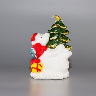 Свечка - Медведь с елкой, 7,3x5,9x11,2 см, белый с красным, парафин (790722-1) 790722-1 фото