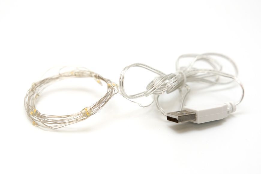 Світлодіодна гірлянда з USB роз'ємом, 2 м, 20 л, теплий білий, IP20 , тип роса (721312) 721312 фото