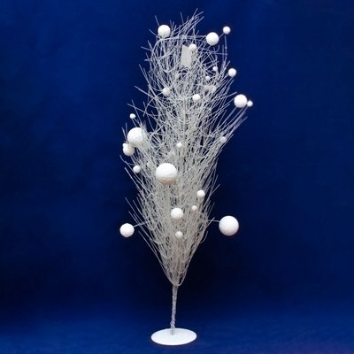 Декорація - дерево на підставці з кулями, 80 см, біла, метал, пластик (770069-5) 770069-5 фото