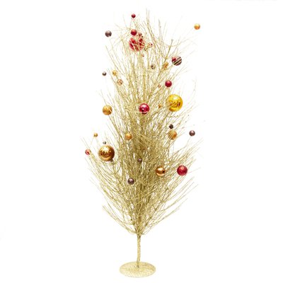 Декорация - дерево на подставке с разноцветными шарами, 80 см, золотистый, металл, пластик (770069-4) 770069-4 фото