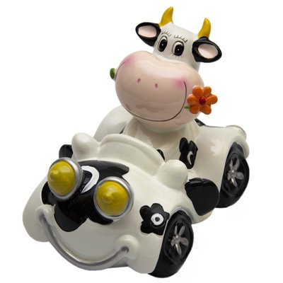 Фігурка декоративна - скарбничка корова, 14x11x13 см, білий, полістоун (240685) 240685 фото