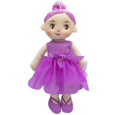 Мягкая игрушка кукла с вышитым лицом, 36 см, фиолетовое платье (860975) 860975 фото