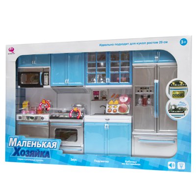 Игровой набор - кукольная кухня "Маленькая хозяюшка", 54x9,5x36 см, голубой, пластик (26211B/R) 26211B/R фото