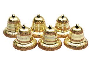 Набор елочных игрушек - Колокольчики, 6 шт, 5 см, золотистый, пластик (032921) 032921 фото