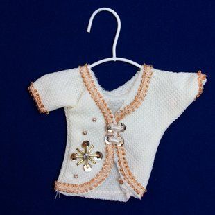 Ялинкова іграшка м'яка - Кофта, 8 см, білий, текстиль з бісером (430093-2) 430093-2 фото