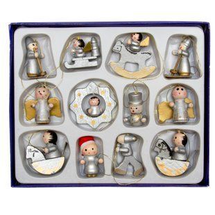 УЦЕНКА!!! Набор елочных игрушек - деревянные фигурки, 12 шт, 12x15 см, разноцветный, дерево (060054) 060054 фото