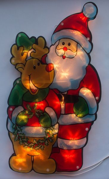 Светодиодная декорация - Дед Мороз и Олень, 45x23,5 см, 20л, пластик, IP20 (640157) 640157 фото