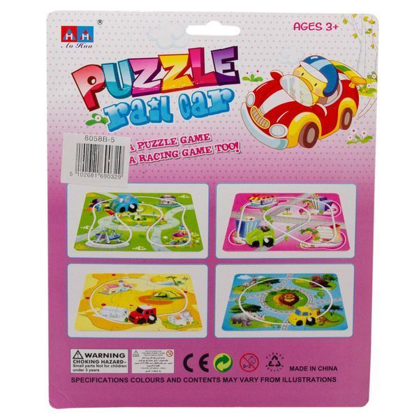 Игрушка заводная - розовый трек-пазл Aohua с машинкой 4x3x2,5 см, 17x17 см, красный, пластик (8058B-5-6) 8058B-5-6 фото