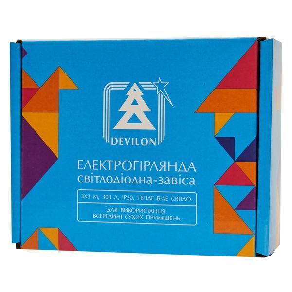 Світлодіодна гірлянда-завіса, 3*3 м, 300 л, 8 режимов, теплий білий, USB, IP20 , тип роса (720964) 720964 фото
