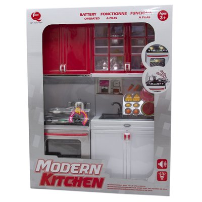 Игровой набор - кукольная кухня "Современная кухня"-3, 27x9,5x34,5 см, красная, пластик (26214) 26214 фото