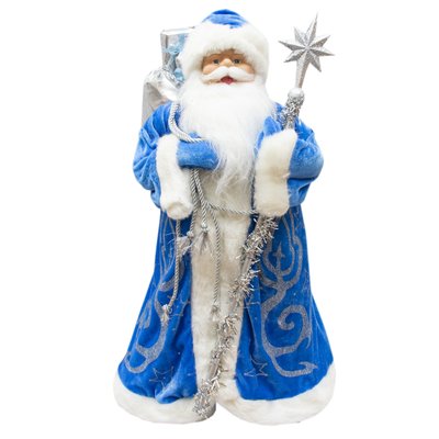 Новорічна сувенірна фігурка Дід Мороз у синій шубі, 60 см, пластик, текстиль (600014) 600014 фото