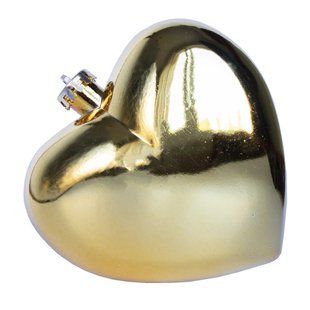 Елочная игрушка - Сердце, 15 см, глянцевый, золотистый, пластик (890346) 890346 фото