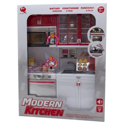 Игровой набор - кукольная кухня "Современная кухня"-5, 27x9,5x34,5 см, красная, пластик (26216) 26216 фото