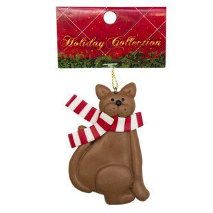 Новорічна ялинкова іграшка - фігурка Кіт, 9 см, коричневий, пластик (001378-4) 001378-4 фото
