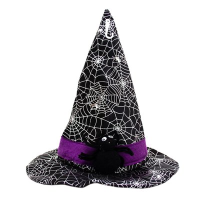 Карнавальный колпак "Ведьмак", 40x43 см, черный, плюш, полиэстер (461127) 461127 фото