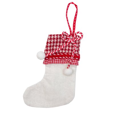 Ялинкова іграшка м'яка - Чобіток, 18 см, червоний з білим, текстиль (430321) 430321 фото