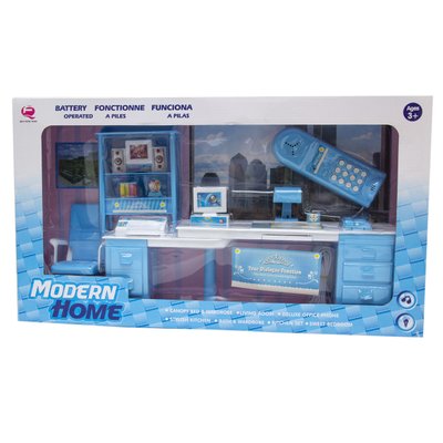 Игровой набор - кукольный кабинет "Современный дом", 55x9x31 см, голубой, пластик (25338B) 25338B фото