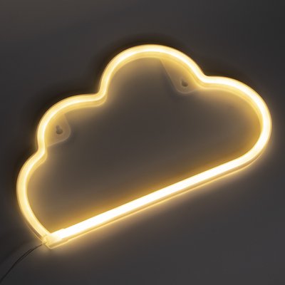 Неоновый светильник настенно-потолочный - Облачко, ночник, 30x2,2x18,7 см, USB провод (141424) 141424 фото