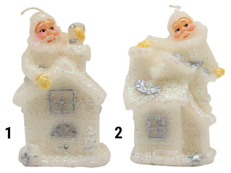 Свечка - Домик с Дедом Морозом справа, 10x6x7 см, белый, парафин (790999-2) 790999-2 фото