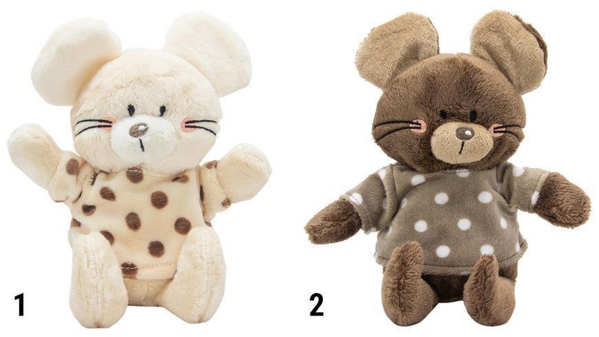 Мягкая игрушка - мышка в кофточке,15 см, белый, мех искусственный (C1812315C-1) C1812315C-1 фото