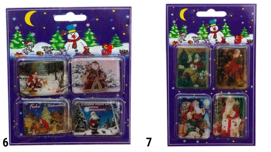 Набор новогодних магнитов Дед Мороз, вертикальные, 4 шт, 3,2x4,5 см (013913-7) 013913-7 фото