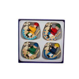 Набор новогодних игрушек - деревянные фигурки, 4 шт, 12x12 см, разноцветный, дерево (060726) 060726 фото