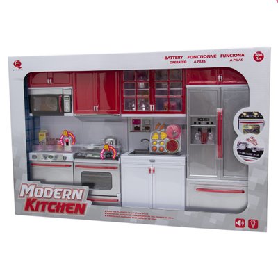 Игровой набор - кукольная кухня "Современная кухня", 54x9,5x36 см, красный, пластик (26211) 26211 фото