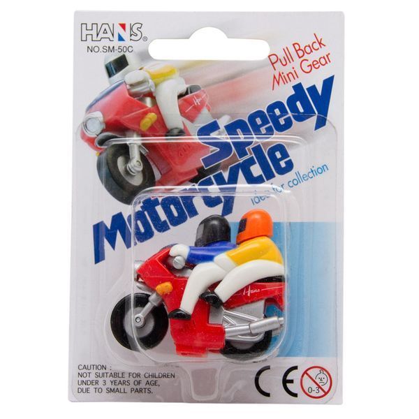 Игрушка заводная - мотоцикл с 2 пассажирами Aohua, 5,2x4,5x3 см, красный, пластик (SM-50C-5) SM-50C-5 фото