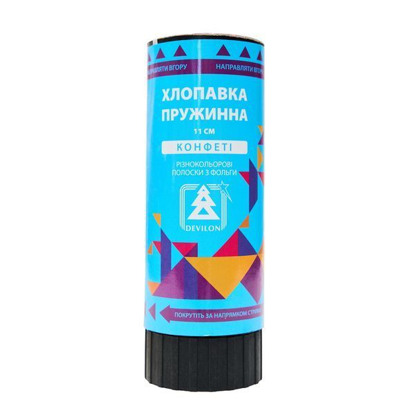 Хлопушка пружинная, 11 см, разноцветные кружочки из фольги (401635) 401635 фото