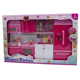 Игровой набор - кукольная кухня "Современная кухня", 54x9,5x36 см, розовый, пластик (QF26211PW) QF26211PW фото