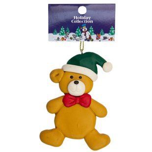 Новогодняя елочная игрушка - фигурка Медведь, 9 см, коричневый, пластик (001361-3) 001361-3 фото