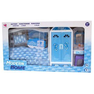 Игровой набор - кукольная мебель "Современный дом", 55x9x31 см, голубой, пластик (25238B) 25238B фото