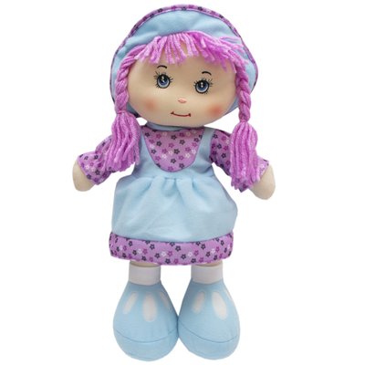 Мягкая игрушка кукла с вышитым лицом, 36 см, голубое платье (860814) 860814 фото